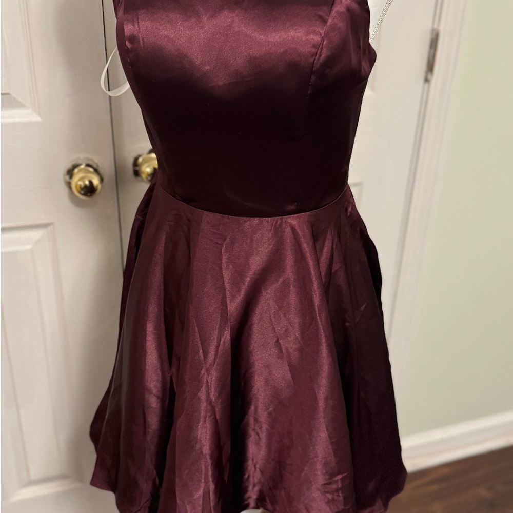 Elegant Burgundy Satin Dress